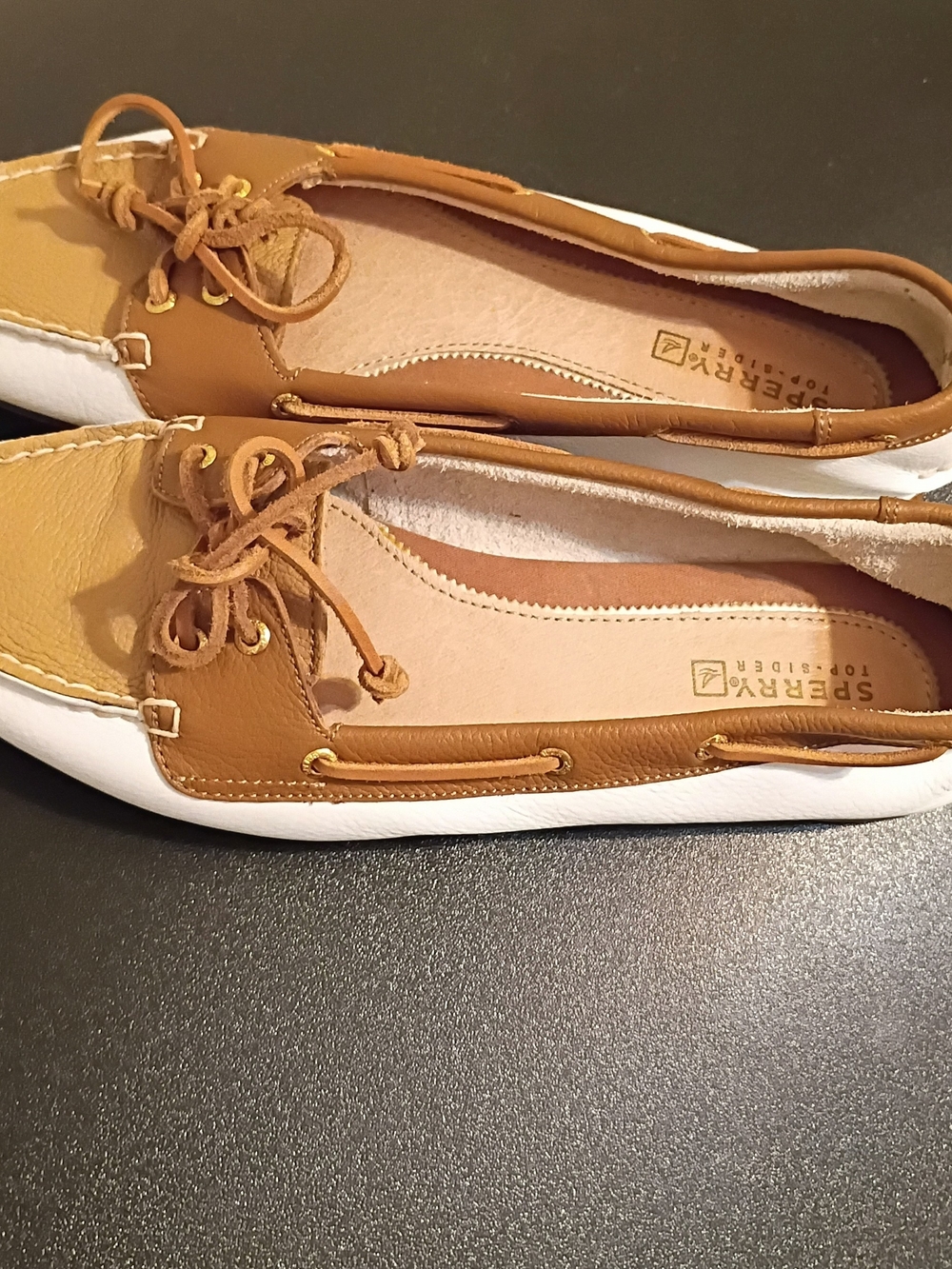 Sperry Women’s Brown and White Leather Moccasin Boat Shoes
